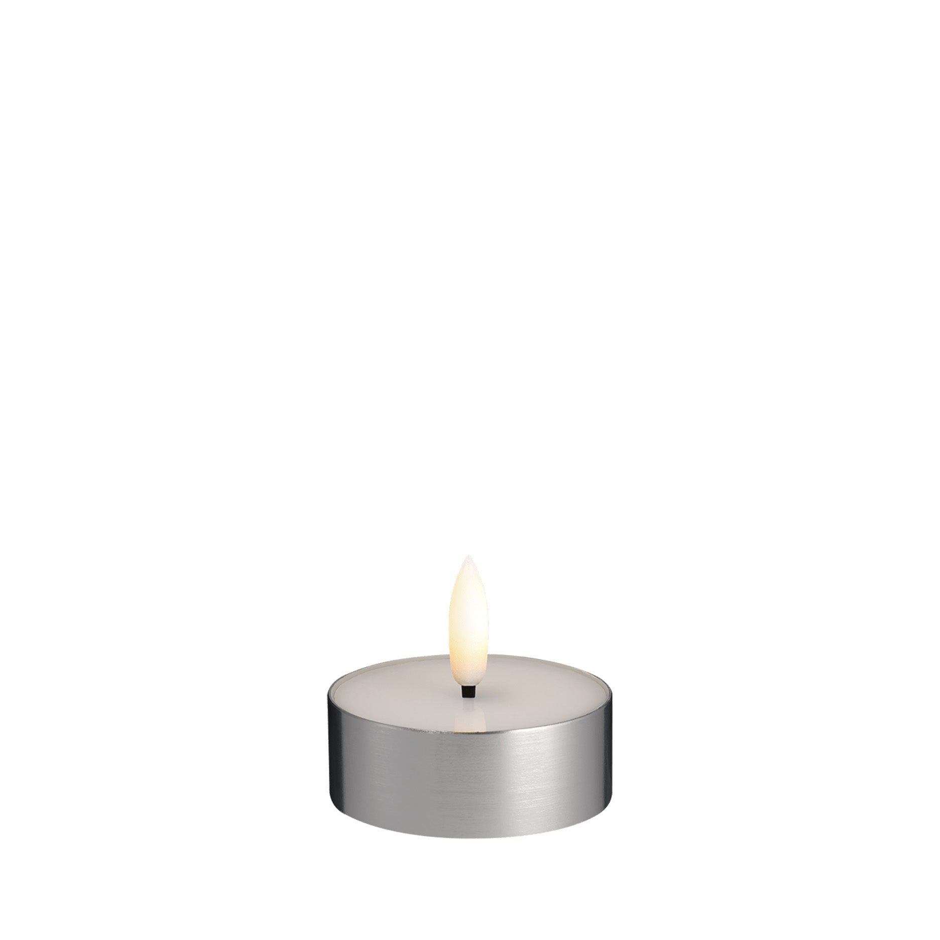 LED Melted tealight 6,3x2,5 cm metal silver finish